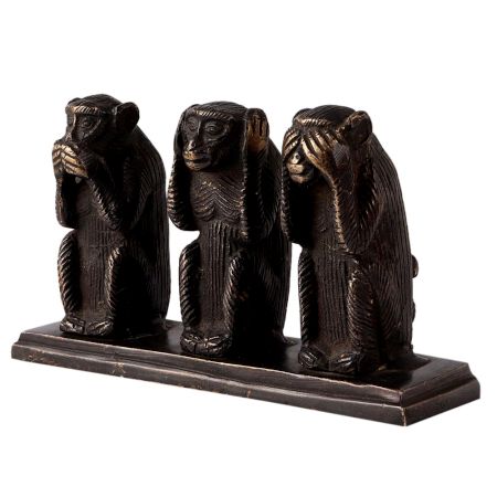Hancrafte Three Brass Monkeys Statue Showpiece